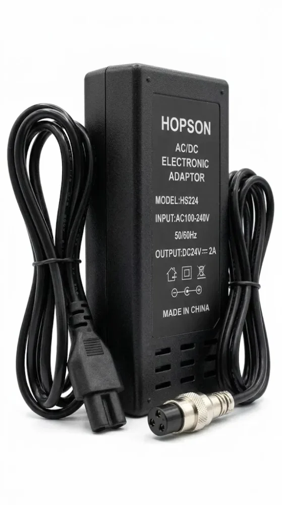 HOPSON HS224 AC/DC Electronic Adaptor – 24V 2A (3-Pin XLR Female) – Electric Scooter Power Supply