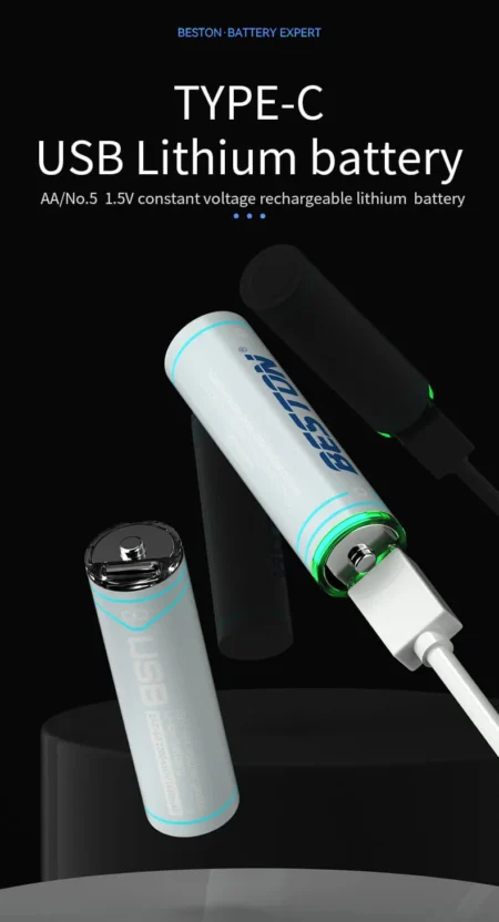 Beston AA 1.5V USB‑C Rechargeable Lithium Battery 2AC‑60 — 2‑Pack (1460 mAh)