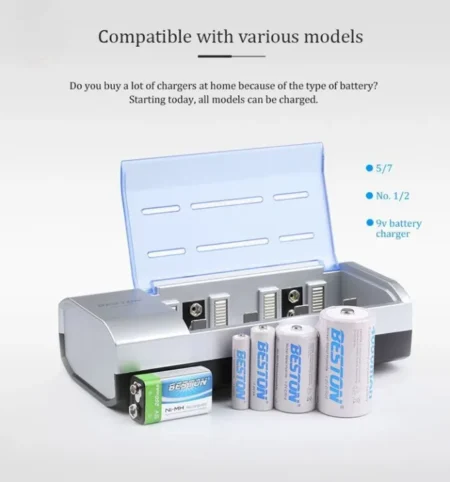 Beston BST-C821BW Universal Battery Charger — AA/AAA/C/D and 9V