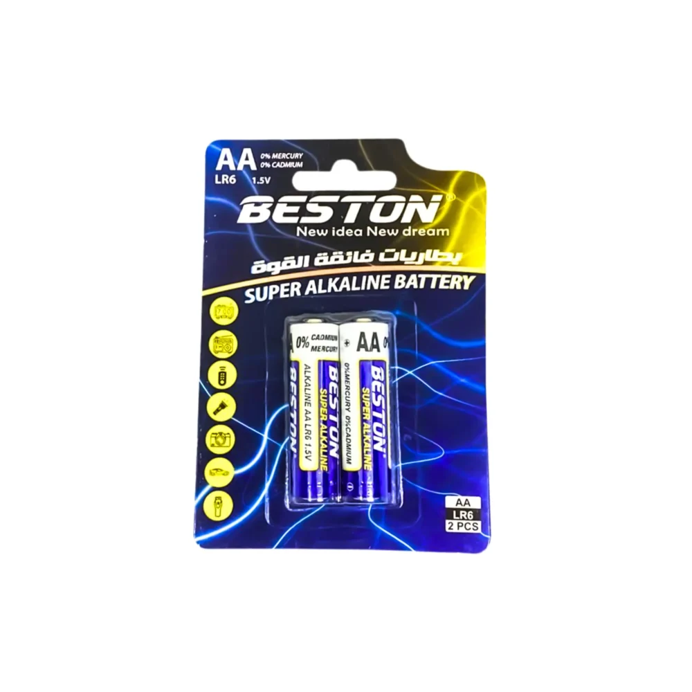 Beston AA LR6 1.5V Super Alkaline Battery — Carded 2‑Pack