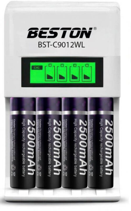 Beston C9012WL Charger with LCD + 4×AA 2500mAh
