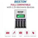 Beston C9012WL Charger with LCD + 4×AA 2500mAh