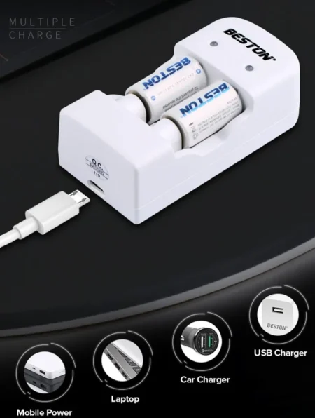 Beston CD-643 CR2 Charger with 2×CR2 3.0V 300mAh Li-ion Battery