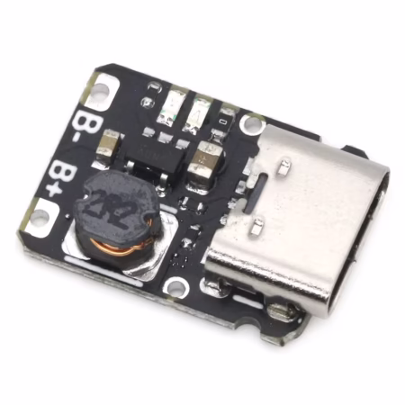 TP4057 3.7V Lithium Charging & 5V Boost Module — USB-C 1A