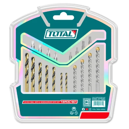 TOTAL Drill Bits & Screwdriver Bits Set 19pcs – Model TACSDB1901