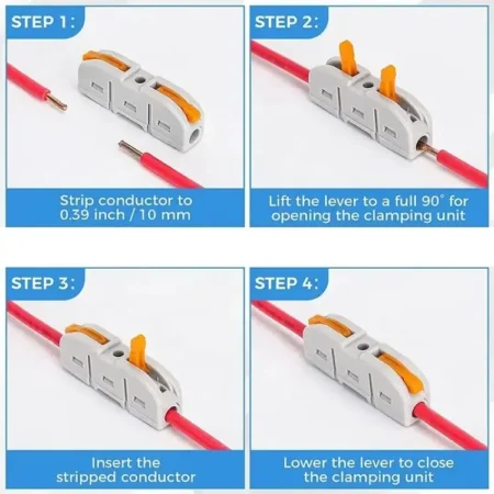 WAGO NC-221 Wire Connector 1 In 1 Out – Compact Spring Lever Cable Connector 