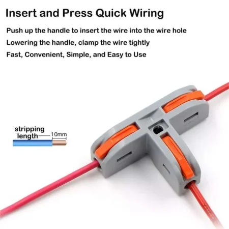 WAGO PCT-112 T-Shaped Wire Connector 1 In 2 Out – Spring Lever Branch Connector 