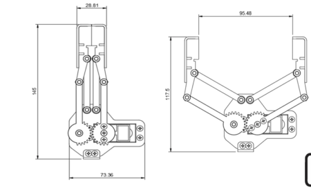 Big Claw Mechanical Gripper – Aluminum, Made in Egypt (No Motors Included) | 2-DOF, 90° Opening