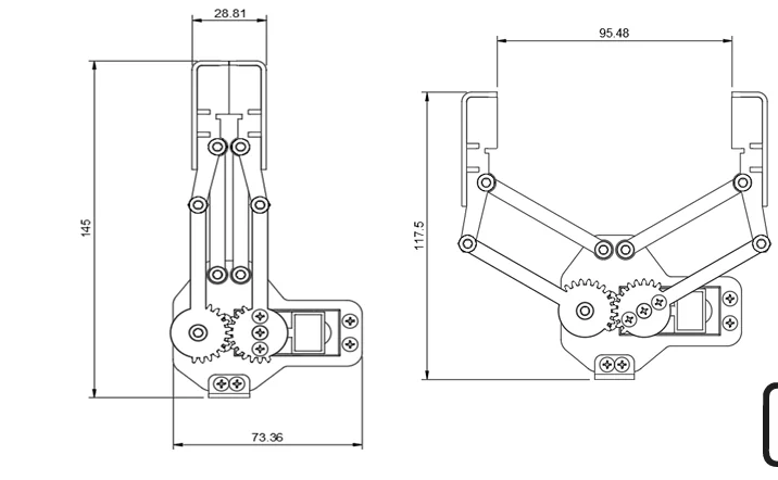 Big Claw Mechanical Gripper – Aluminum, Made in Egypt (No Motors Included) | 2-DOF, 90° Opening 1 1 1