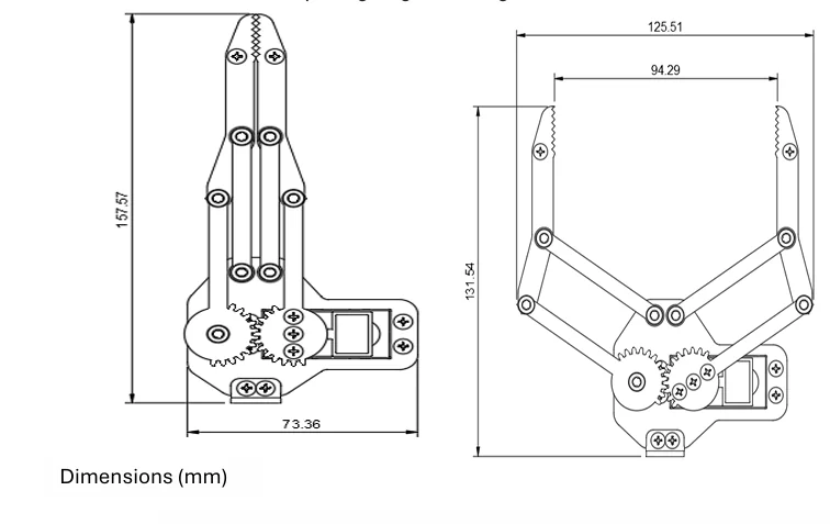 Claw Mechanical Gripper – Aluminum | 2-DOF Robot Paw, 90° Opening, AAA-Grade Finish Made in Egypt (No Motors Included) 1 1