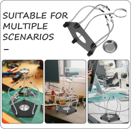 TE-806 PCB Soldering Station Repair Platform with 3X Magnifier (62mm) – 4 Alligator Clips