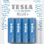 TESLA BATTERIES BLUE+ Plus Extra Energy AA Zinc-Carbon (R6, 1.5V) – 4-Pack