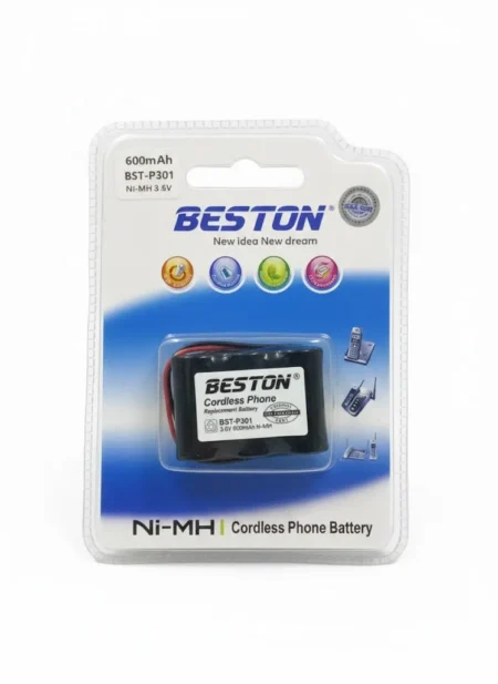 Beston BST-P301 Cordless Phone Battery – Ni-MH 3.6V 600mAh (2‑Pin Plug)