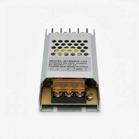 Slim Power Supply 12V 5A 60W Slim Metal Switching Power Supply (AC 190–240V 50/60Hz)