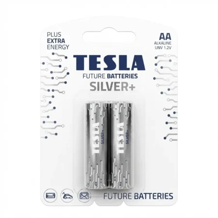 TESLA BATTERIES Silver+ Plus Extra Energy AA Alkaline (LR6, 1.5V) – 2-Pack
