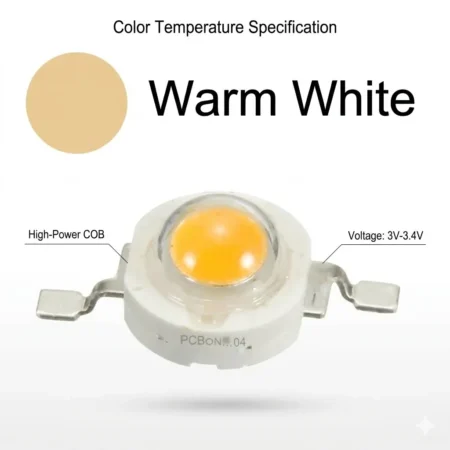 LED 1W Warm White SMD LED 2 Pin 3000–3500K High Power LED
