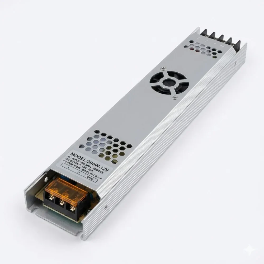 Slim Power Supply 12V 25A 300W Slim Metal (AC 190–240V 50/60Hz)
