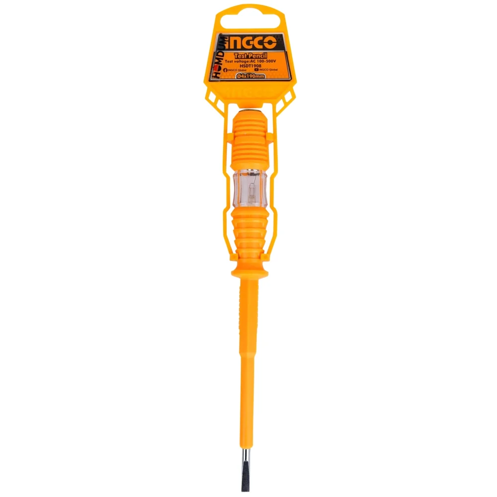INGCO Test Pencil AC Voltage Tester 100–500V – Model HSDT1908 (4×190mm)