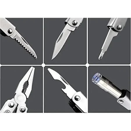 Multifunctional Pliers Pocket Tool 6-in-1 – Compact Stainless Steel Multitool with LED Light