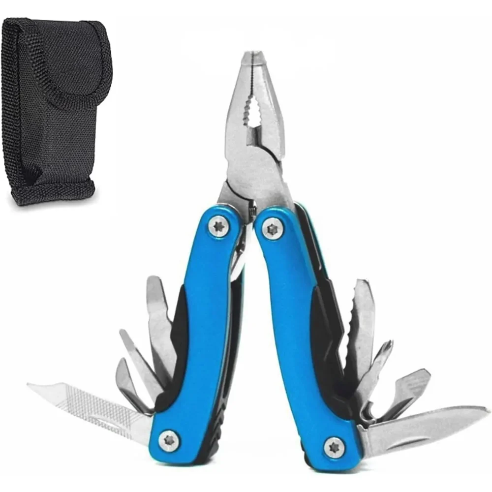 Multifunctional Pliers Pocket Tool 9-in-1 – Compact Stainless Steel EDC Multitool (Blue Handle)