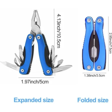 Multifunctional Pliers Pocket Tool 9-in-1 – Compact Stainless Steel EDC Multitool (Blue/Red/Black Handle)