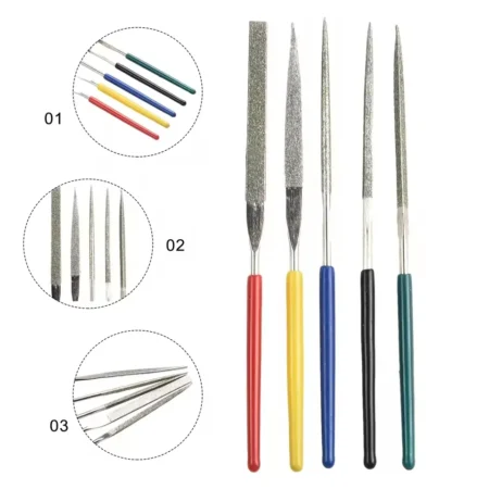 Diamond Needle Files Set 3×140mm (5pcs) – Precision Hand Filing Kit (Diamond Coated)
