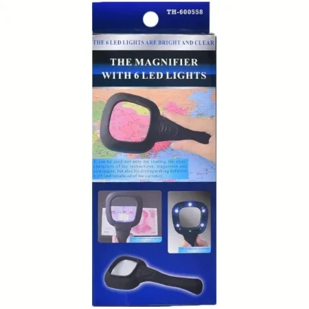 TH-600558 Handheld Magnifier with 6 LED Lights – 4X Illuminated Magnifying Glass