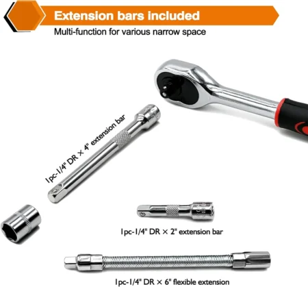 Professional Ratchet Wrench Socket Carry Case Set 46 Pieces 