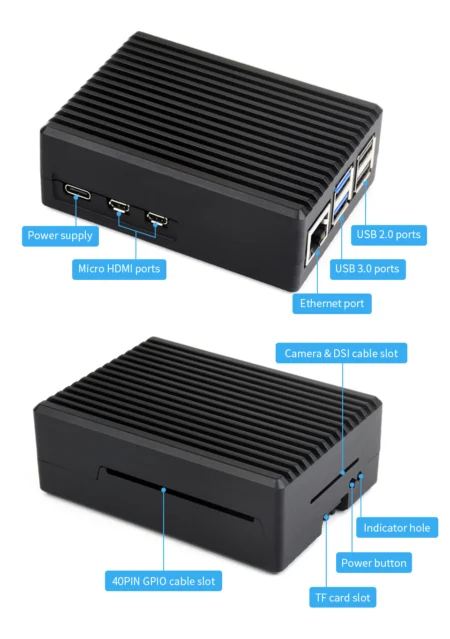 Raspberry Pi 5 Aluminum Stripe Grooved Case (Fan and Board Not Included)