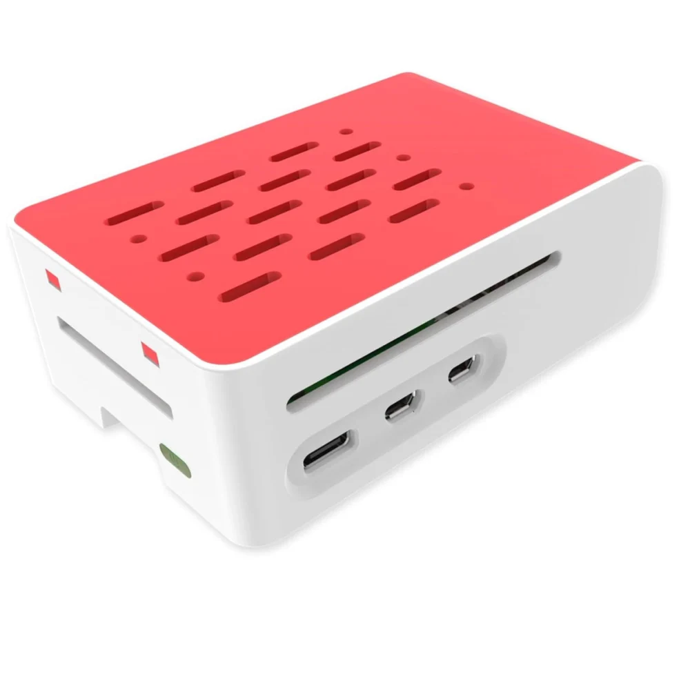 Red and White ABS Case for Raspberry Pi 5 (Without Fan and Board)
