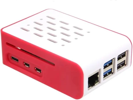 Red and White ABS Case for Raspberry Pi 5 (Without Fan and Board)