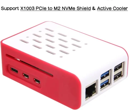 Red and White ABS Case for Raspberry Pi 5 (Without Fan and Board)