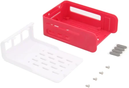 Red and White ABS Case for Raspberry Pi 5 (Without Fan and Board)