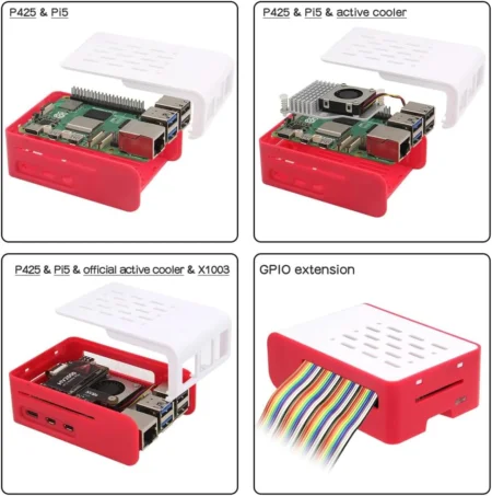 Red and White ABS Case for Raspberry Pi 5 (Without Fan and Board)