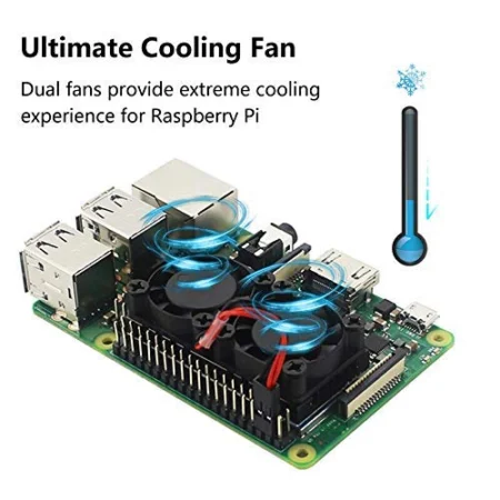 Raspberry Pi Dual Cooling Fan 5V with Heatsink Kit for Pi 3B / 3B+ / 4B
