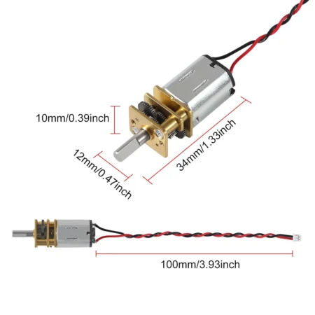 N20 DC Gear Motor 3–12V 150RPM with Cable