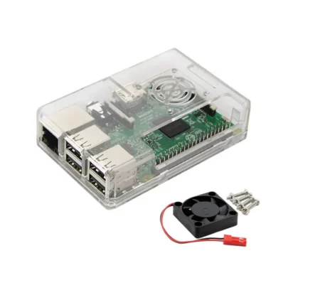 Raspberry Pi 5 Clear Plastic Case with Cooling Fan – Board Not Included