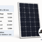 18V 100W Monocrystalline Solar Panel 950×600×30mm – High Efficiency PV Module with MC4 Connector