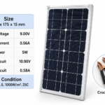 9V 5W Monocrystalline Solar Panel 330×175×15mm – Compact PV Module with Crocodile Clips