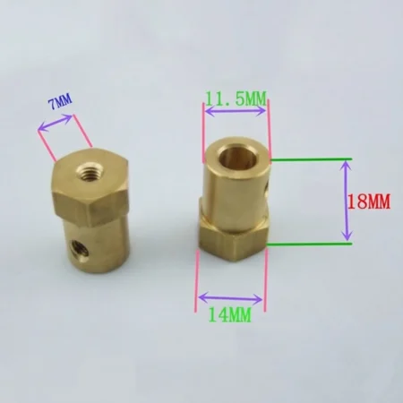 8mm Hex Brass Motor Coupling for Smart Robot Car Wheel – 18mm Length