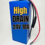 24V 10Ah High Drain Rechargeable Lithium-ion Battery Pack – 21A Max Output with BMS Protection
