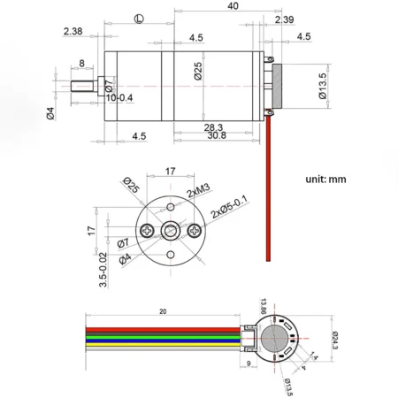 GA25-370 DC Gear Motor with Encoder 12V 130RPM 4.4kg.cm