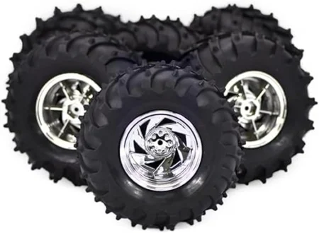Wheel 120×60mm Off-Road Robot Wheel Silver Rim – Single Wheel (Coupler Not Included)