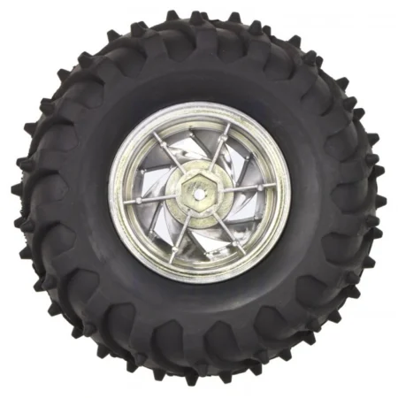 Wheel 120×60mm Off-Road Robot Wheel Silver Rim – Single Wheel