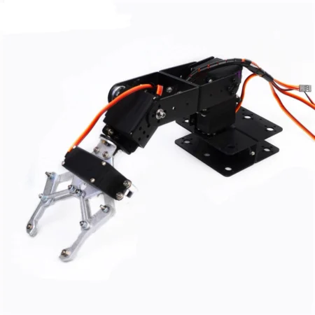 4 DOF Aluminum Robot Arm with 4 MG996 Servo Motors – Assembled Mechanical Robotic Arm Frame with Gripper