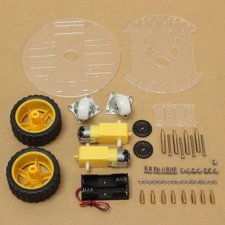 2WD Mini Round Double-Deck Robot Car Chassis Kit with Acrylic Frame and BO Motors