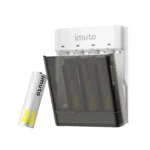 imuto TF-CD-099CE AA Rechargeable Lithium Batteries 3600mWh 1.5V 4 Pack with Power Case and Flashlight