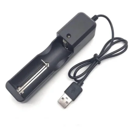 G86U1 Single Slot Smart 18650 Li-ion Battery Charger with Integrated USB Cable