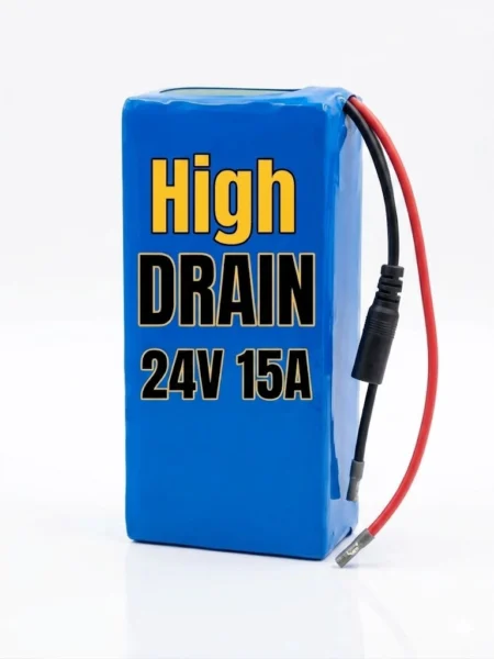24V 15Ah High Drain Rechargeable Lithium-ion Battery Pack – 30A Max Discharge with 6S5P Design