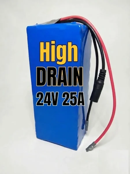 24V 25Ah High Drain Rechargeable Lithium-ion Battery Pack – 35A Max Discharge with 6S8P Design